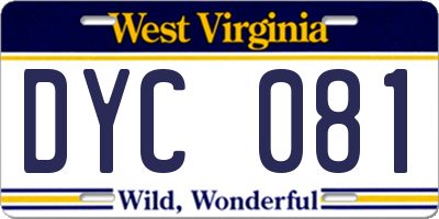 WV license plate DYC081