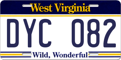 WV license plate DYC082