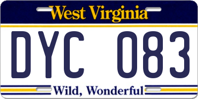 WV license plate DYC083