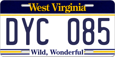 WV license plate DYC085