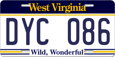 WV license plate DYC086