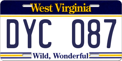 WV license plate DYC087