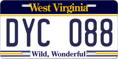 WV license plate DYC088