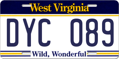 WV license plate DYC089