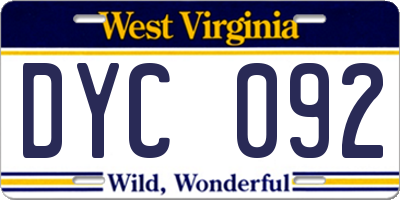 WV license plate DYC092