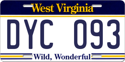 WV license plate DYC093