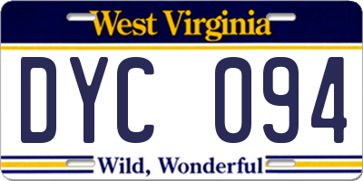 WV license plate DYC094