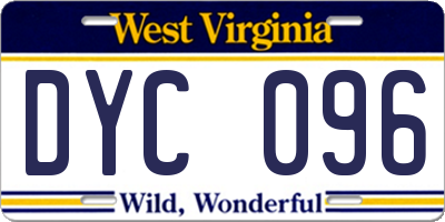 WV license plate DYC096