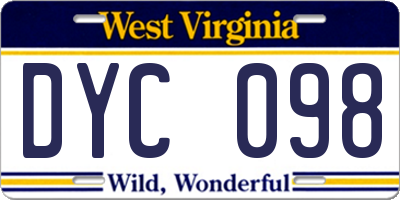 WV license plate DYC098