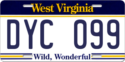 WV license plate DYC099