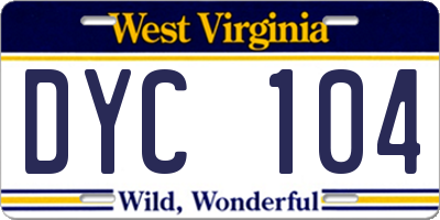 WV license plate DYC104