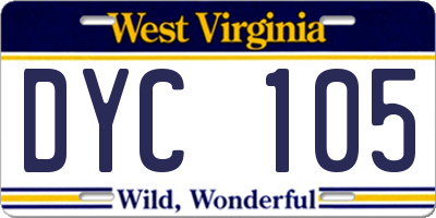 WV license plate DYC105