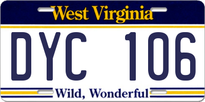 WV license plate DYC106