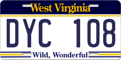 WV license plate DYC108
