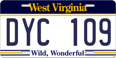 WV license plate DYC109