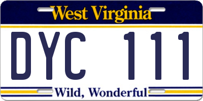 WV license plate DYC111