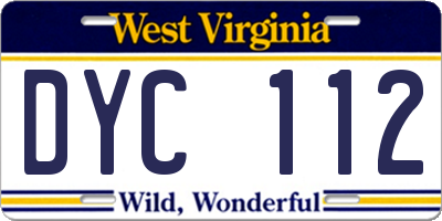 WV license plate DYC112