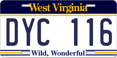 WV license plate DYC116