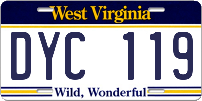 WV license plate DYC119