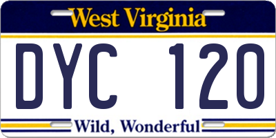 WV license plate DYC120