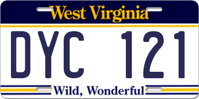 WV license plate DYC121