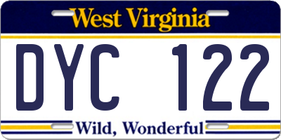 WV license plate DYC122