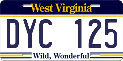 WV license plate DYC125