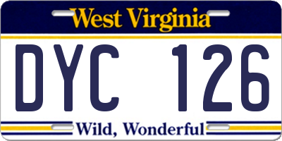 WV license plate DYC126