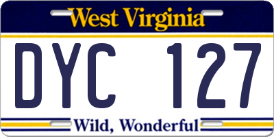 WV license plate DYC127