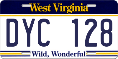 WV license plate DYC128