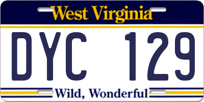 WV license plate DYC129