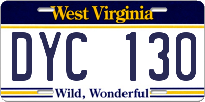 WV license plate DYC130