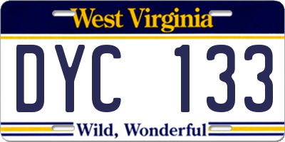 WV license plate DYC133