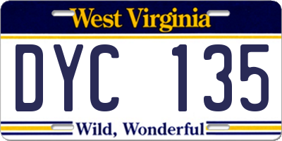 WV license plate DYC135