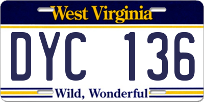 WV license plate DYC136