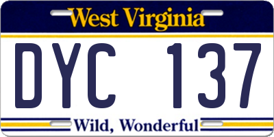 WV license plate DYC137