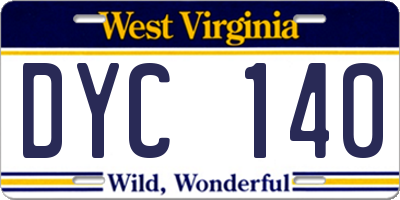 WV license plate DYC140