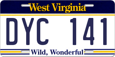 WV license plate DYC141