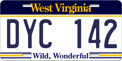 WV license plate DYC142