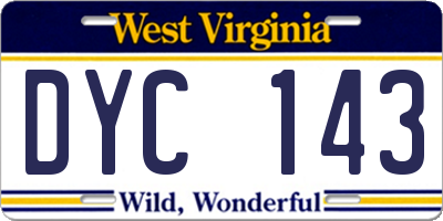 WV license plate DYC143