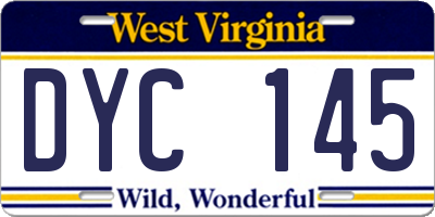 WV license plate DYC145