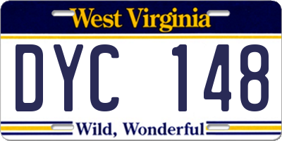 WV license plate DYC148
