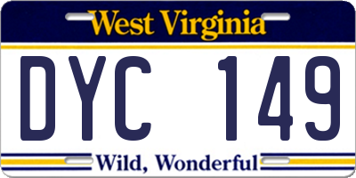 WV license plate DYC149