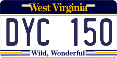 WV license plate DYC150
