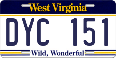 WV license plate DYC151