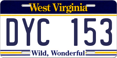 WV license plate DYC153