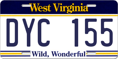 WV license plate DYC155