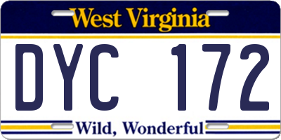 WV license plate DYC172
