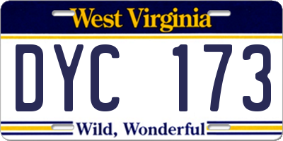 WV license plate DYC173