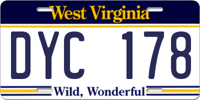 WV license plate DYC178